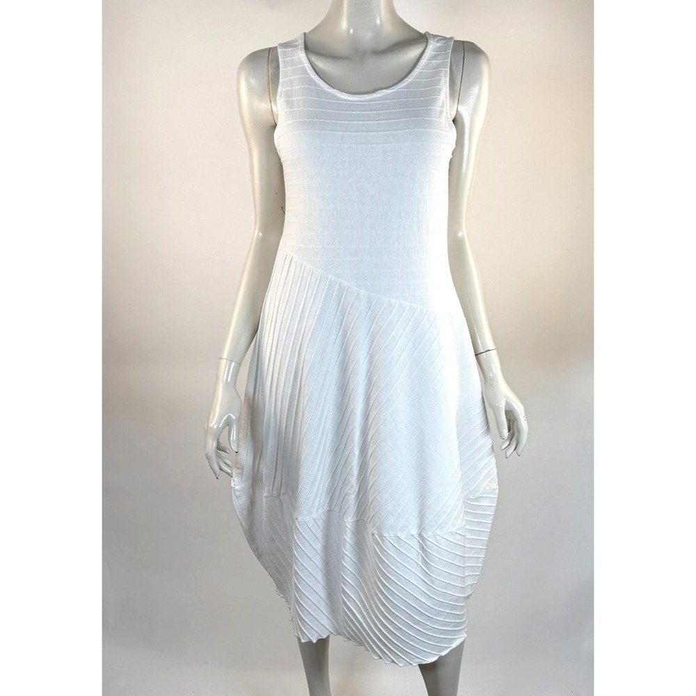 Fenini Rib Balloon Dress Women XS NWT Art to wear Sleeveless AsymmetricalStretch